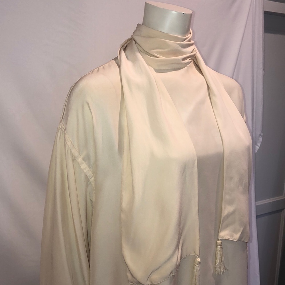 1980s NWT Silk Blouse with Built in Scarf